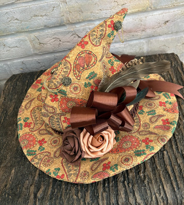Atemberaubender Paisley Hexen Hut Federn Potter Blumen Schleife (42) Lolita Cosplay