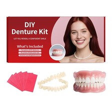 Dentures DIY Kit: Full Set Top Bottom Fake Teeth for at-Home Smile Enhancement