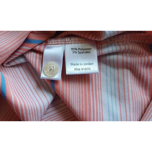 Walter Hagen man's golf polo shirt short sleeve Sz L pink, blue stripes - Picture 6 of 11