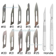 100 Sterile Surgical Blades with FREE Scalpel Knife Handle Medical Dental Tools