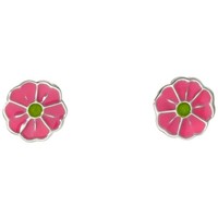 Basic Silber Ohrringe SK24 Kinder Ohrschmuck Blume Sterling-Silber 925 GrüN Rosa