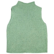 Eileen Fisher Sleeveless Top Womens Small Green Funnel Neck Chunky Knit Sweater