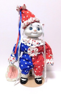 Goebel Dolly Dingle Dolls by Bette Ball ''Snuggles Snooks'' Musical Clown Cat