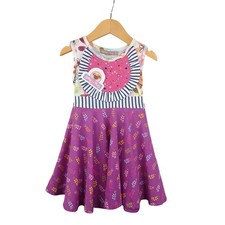 Jelly The Pug Girls Floral Stripe Ruffle Bib Knit Dress 2T Twirl Circle Skirt