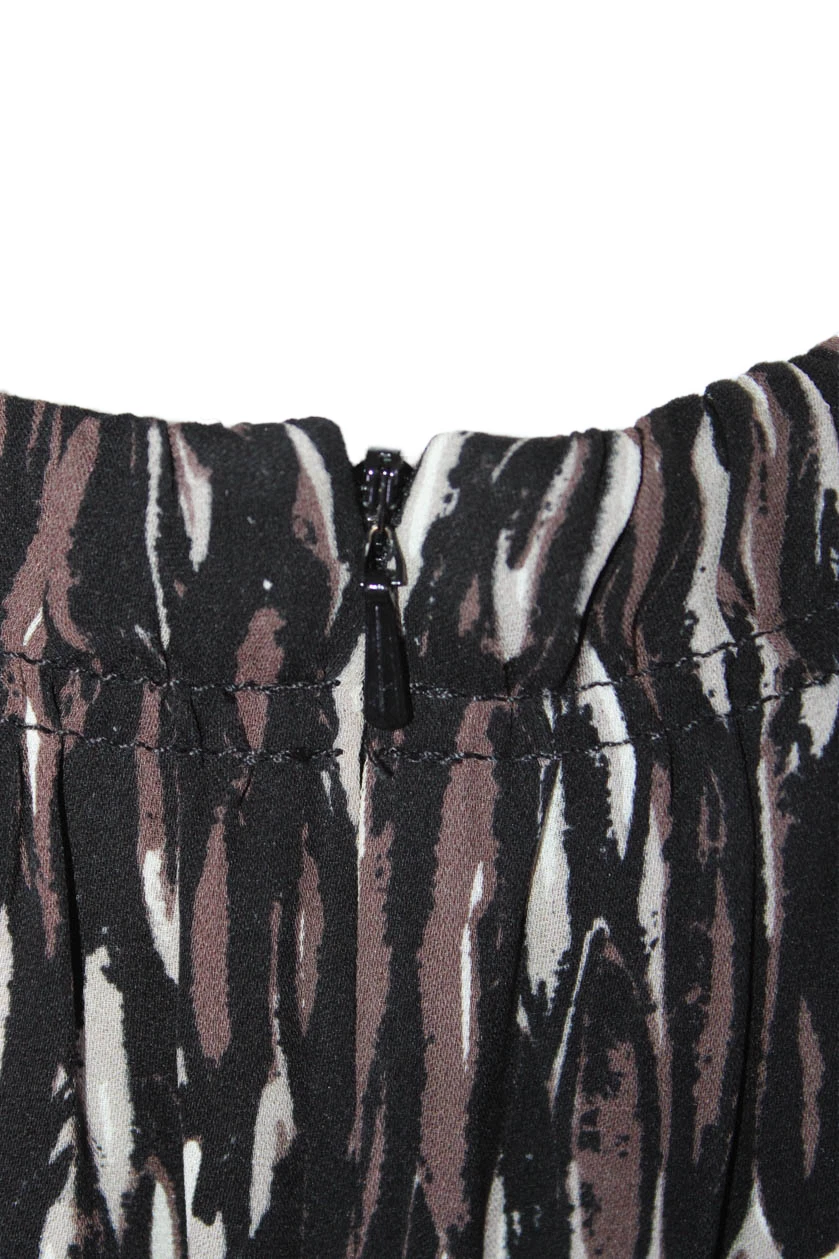 Abito donna Tory Burch seta astratto girocollo senza maniche zip nero taglia 6