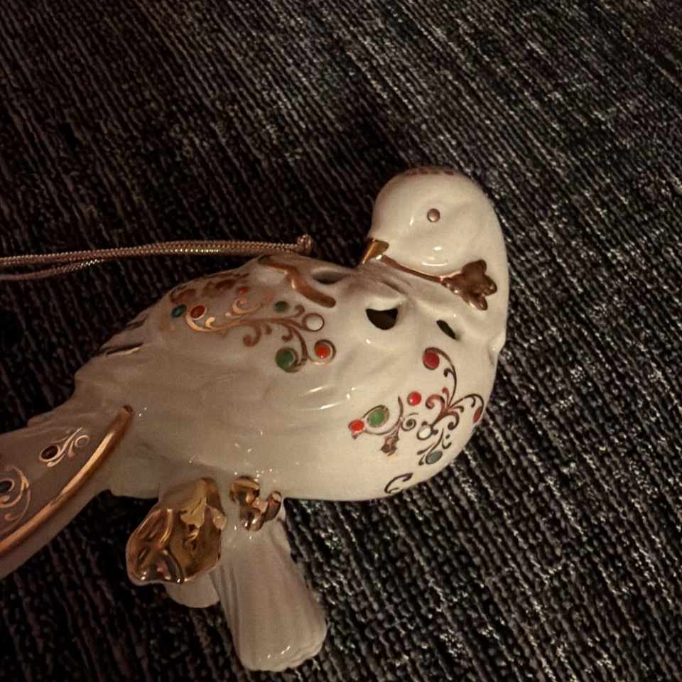 Lenox Porcelain CHRISTMAS DOVE JEWELED Ornament 24K Gold Trim No Box - Image 3 of 4
