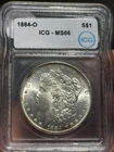 1884-O Morgan Silver Dollar graded MS-66 by ICG