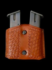 KS004 Basketweave Design Leather Double Magazine Pouch/Case Colt 1911 Handmade!