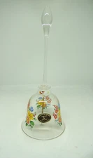 Vintage Hand Blown Glass Dinner Bell Rose Floral Original by Lynn USA EUC