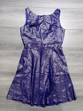 Steppin Out Vintage Metallic Purple Dress Womens Junior S/M* Open Back