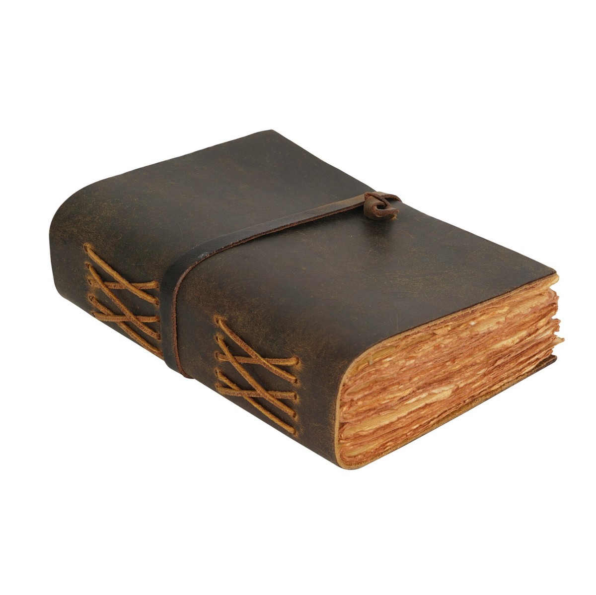 Antique Leather Journal, Brown, A6, - Deckle Edges Watercolor 