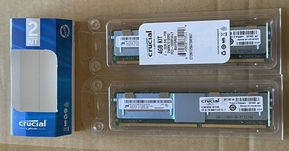 NEW SEALED CRUCIAL CT2KIT25672AF667 PC2-5300 FULLY BUFFEREED KIT (2GB X2) - Image 2 of 4