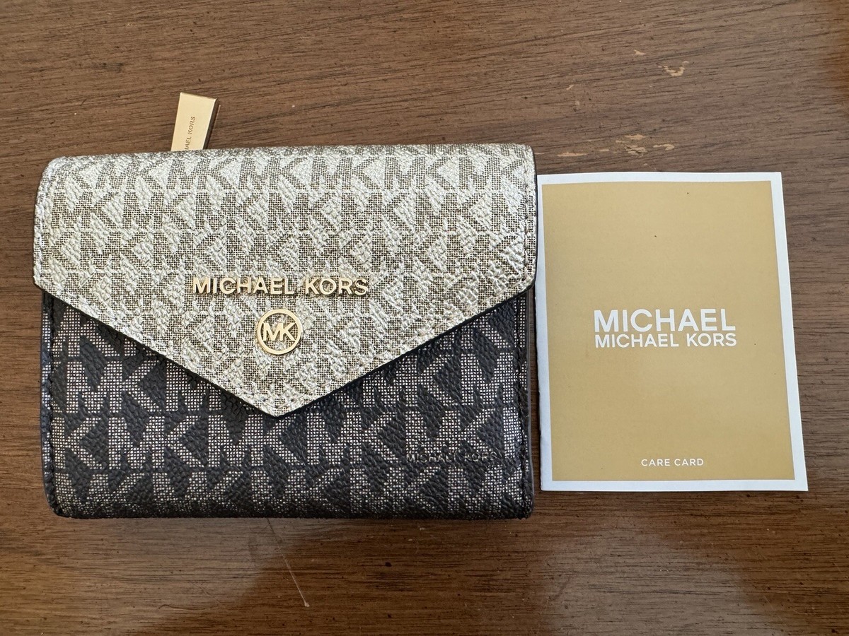 Michael Kors Jet Set Charm Brown/Gold Envelope Tri-Fold