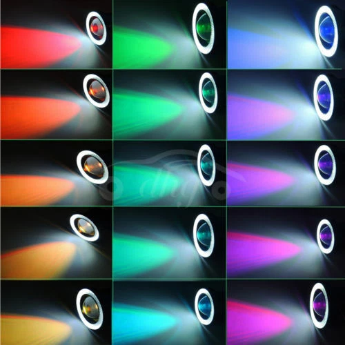 Противотуманные фары 2x3 дюйма RGB светодиодные прожекторы ходовые с белыми кольцами COB Angel Eyes Halo - Изображение 2 из 4
