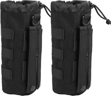 2x Tactical MOLLE Water Bottle Pouch Mesh Bottom Travel Water Bottle Bag Carrier