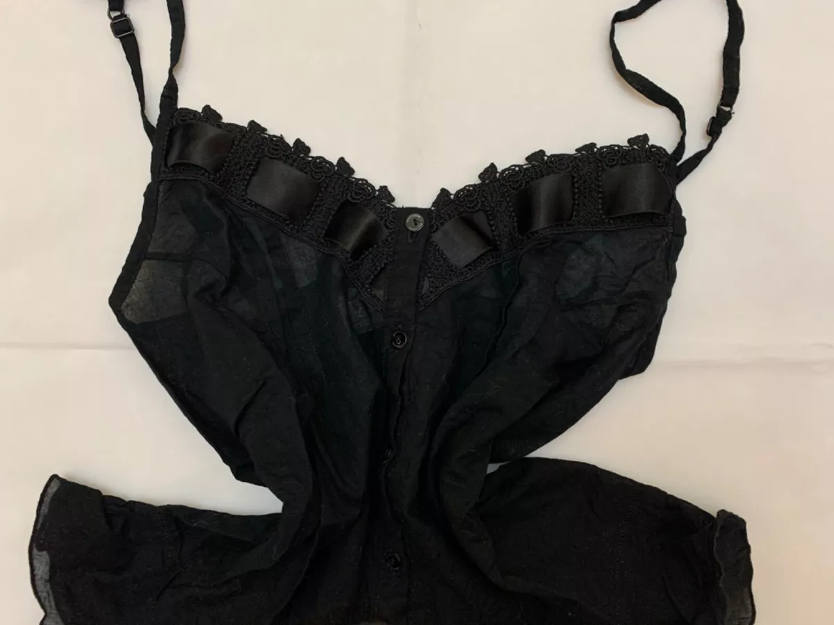 Intimissimi black cotton Camisole Top sleepwear nightwear sz m unpadded  wireless