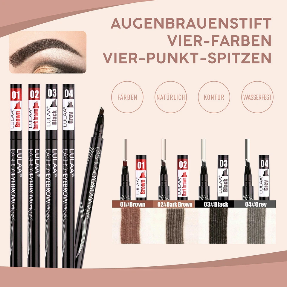 3D Tattoo Augenbrauen Stift Pen Microblading Wasserfest 24h Gabelspitze 4 Farben - Bild 2 von 4