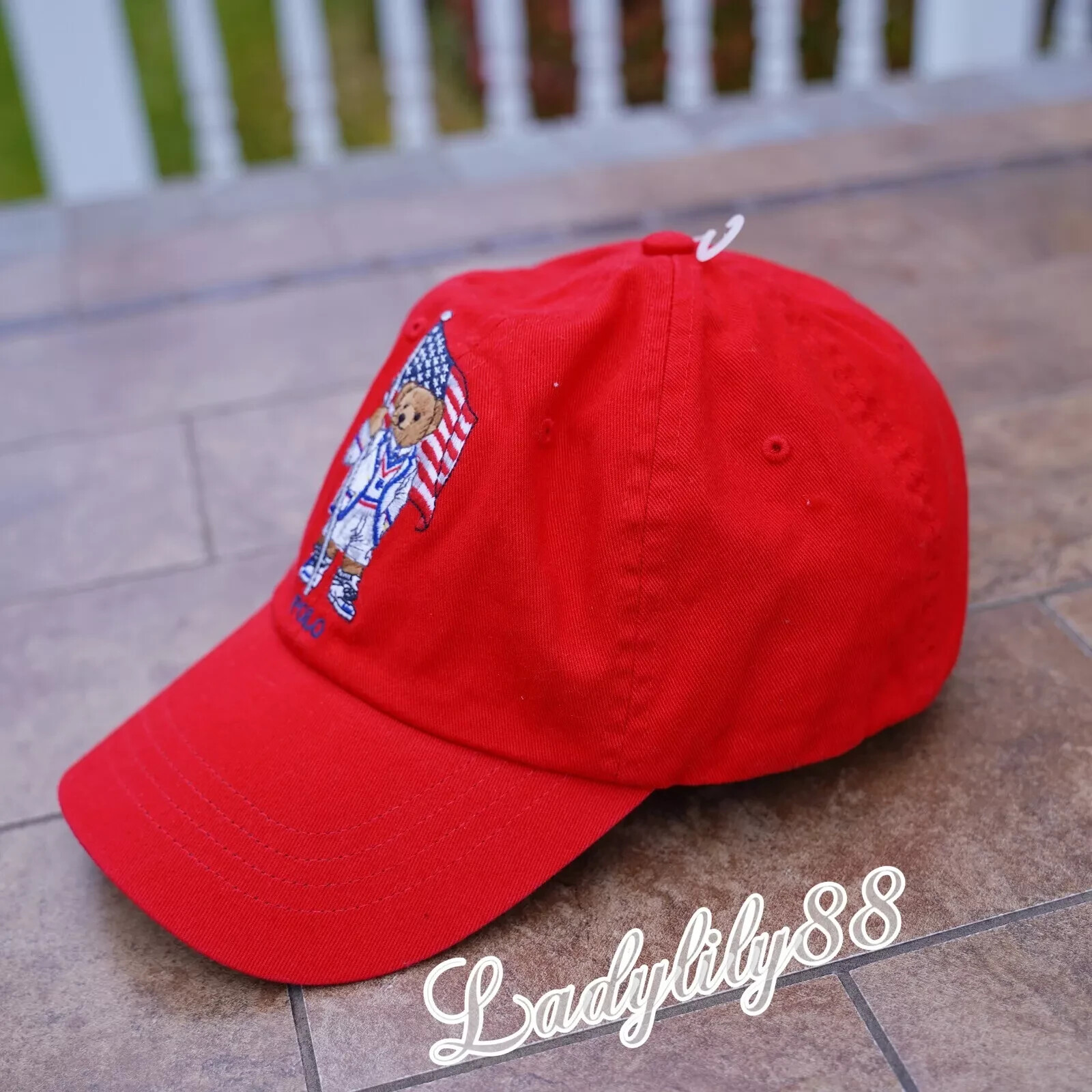 Cappello berretto baseball Polo Ralph Lauren nuovo con etichette pony orso cinturino regolabile autentico