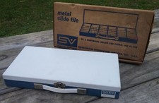 Vintage UNUSED NOS NIB Smith-Victor METAL SLIDE FILE Storage Box/Case ORIG BOX