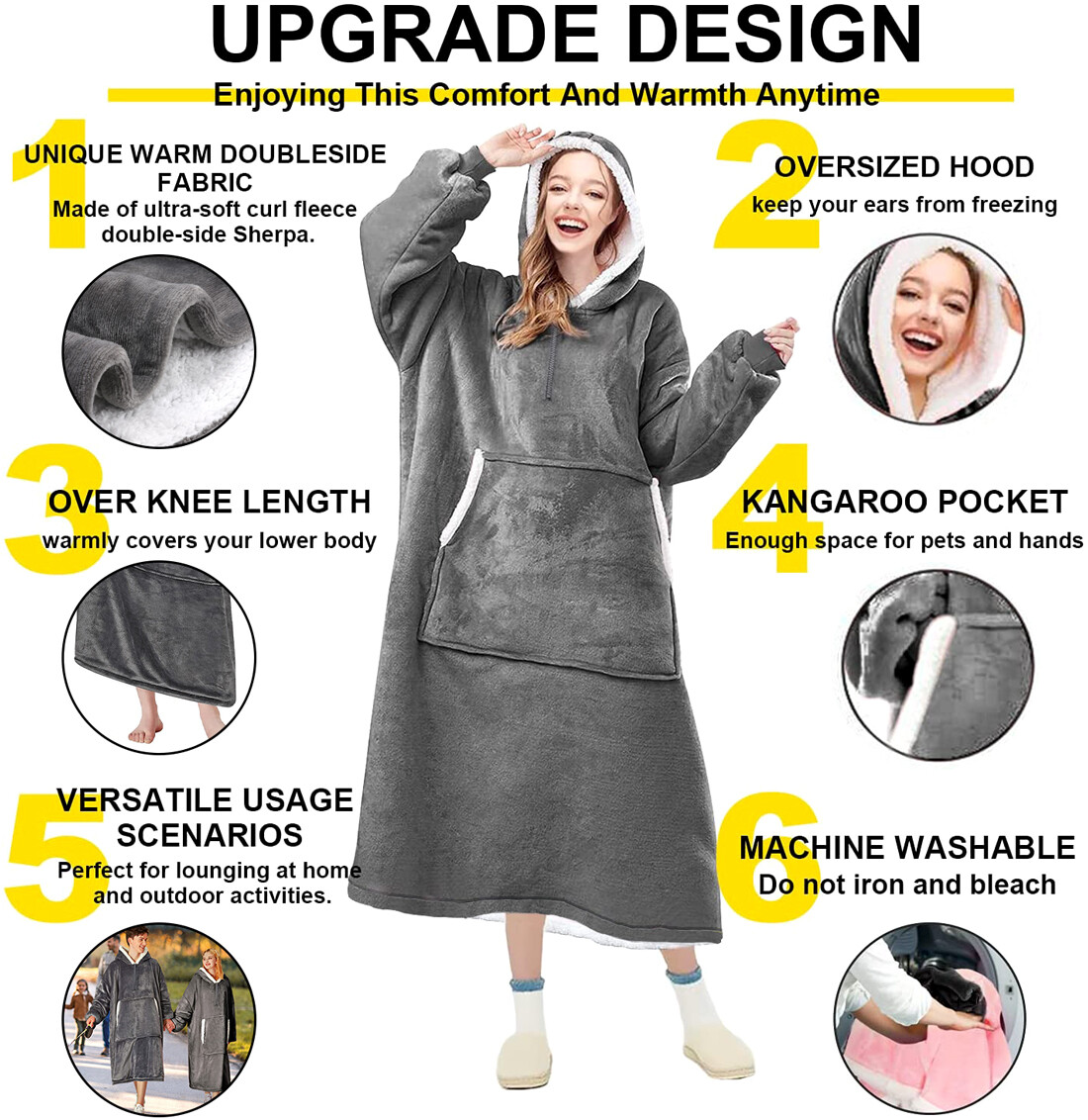 Oversized Hoodie Blanket, Super Warm Gifts for Women, Cosy Sherpa Sweatshirt  CA | eBay
