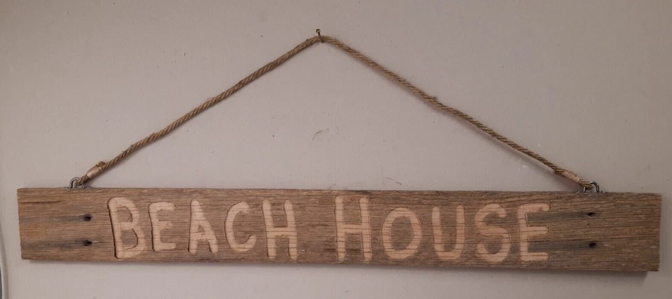 ON SALE! Locally Handmade Rustic Wooden "BEACH HOUSE" SIGN Recycled Timber #1 - image 2 of 4