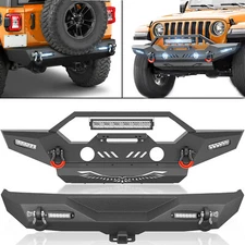 Rear Or Front Bumper With D-rings & LED Lights For 18-2025 Jeep Wrangler JL JLU