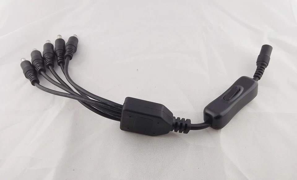 LED Strips DC Power 1 Female To 5x Male 5.5 x 2.1mm On/Off Switch Splitter Cable - Image 2 of 4