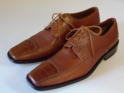 MENS DAVID EDEN GENUINE OSTRICH skin TOE Brown OXFORD DRESS SHOES SZ M 