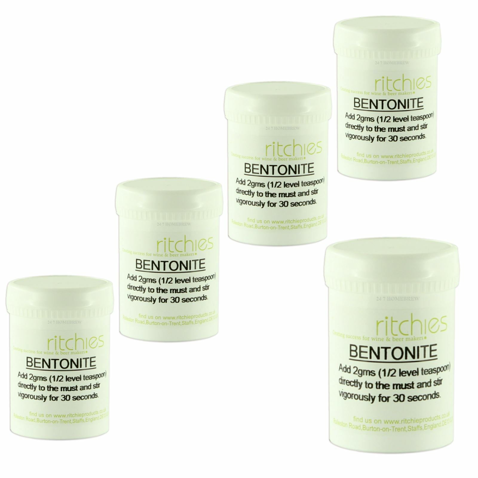 5x Ritchies Bentonite 100g fining agent removes pectin haze from wine