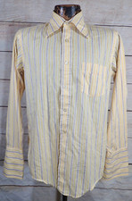 60s 70s Vintage ENRO Striped Disco Shirt Mens M Big Collar Rockabilly Camp MCM