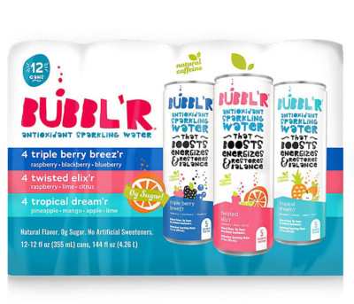 BUBBL R Antioxidant Sparkling Water 12 Fl Oz Pack of 12 - Free Shipping