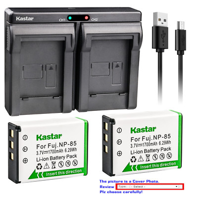 Kastar Battery Dual Charger for Fuji NP-85 BC-85 & Fujifilm Finepix SL300 Camera
