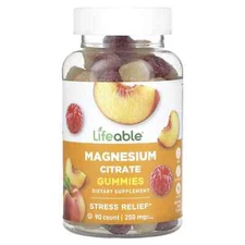 2 X Lifeable, Magnesium Citrate Gummies, Natural Fruit, 83.33 mg, 90 Gummies