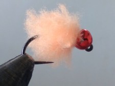 1 Doz #12 RED  4.0 Tungsten Bead Eggstasy Fly Fishing Flies -Sockeye / Peach