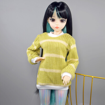 Vollständiger Satz 60cm BJD Puppe Mit Make-up Und Schwarz-Grün Haar Mode Outfits