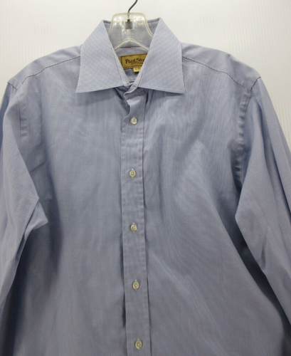 VINTAGE Paul Stuart Shirt Men 15 Blue Button Up French Cuffs Houndstooth USA - Picture 2 of 10
