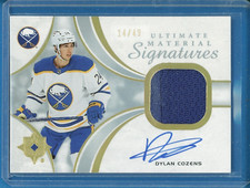 2021/22 UD ULTIMATE COLLECTION Dylan Cozens SIGNATURES MATERIAL AUTO JERSEY /49