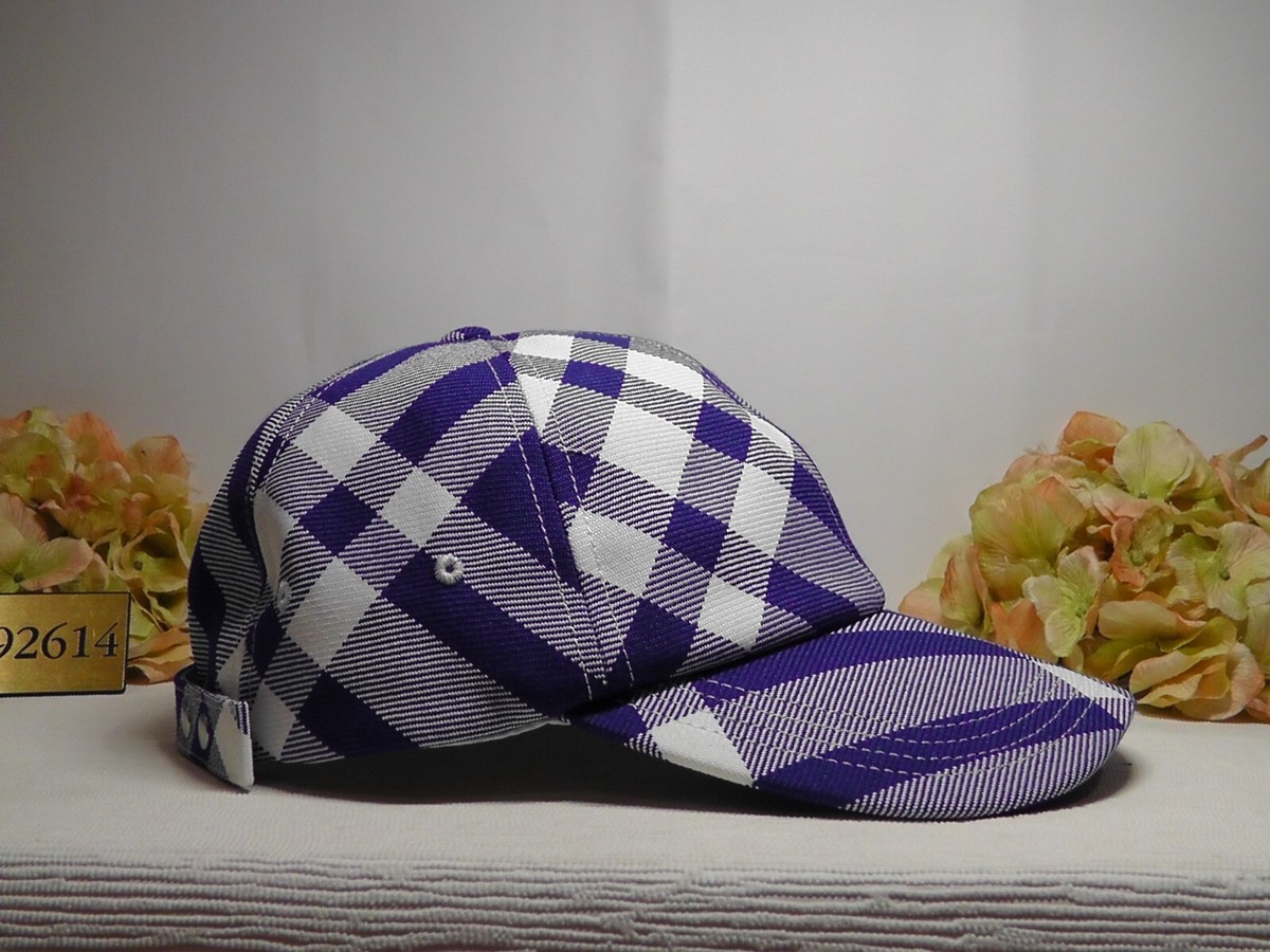 BURBERRY BLUE Wool Blend Knight Ip ChecK Baseball Cap Size L