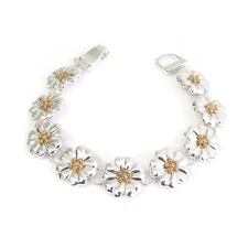 Daisy Flower Magnetic Chain Bracelet Sterling Silver