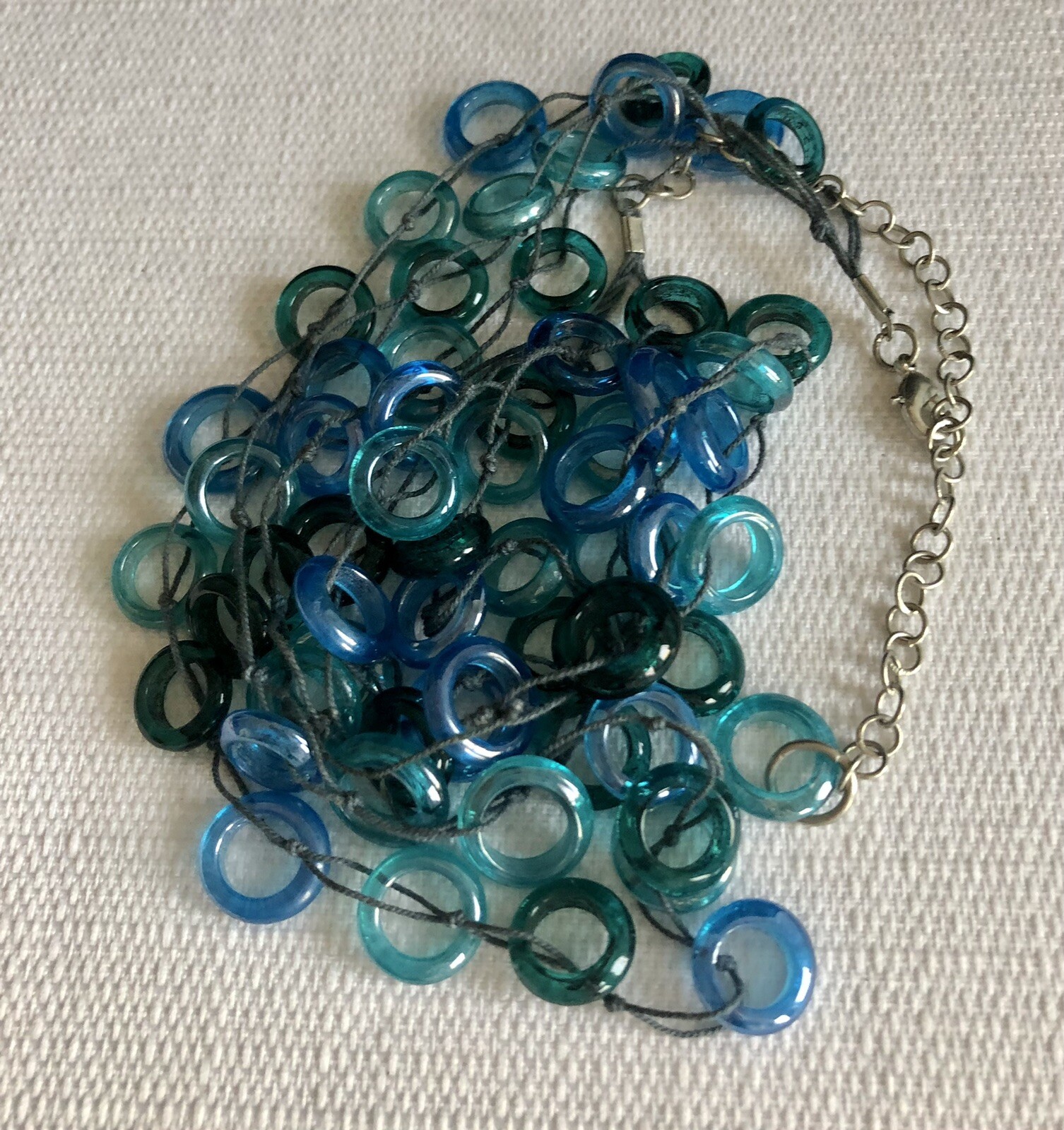 Unique Multi Strand Acrylic Ring Hoops Necklace G… - image 4