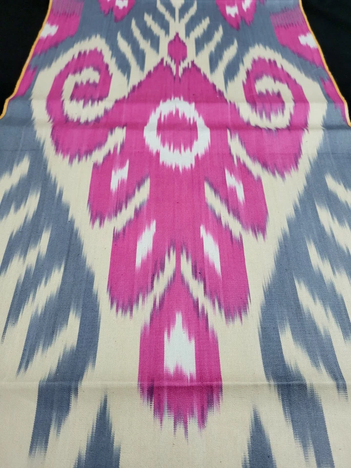 Pink gray cotton ikat fabric by the yard top ikat best SALE price if u buy more - Image 4 of 4