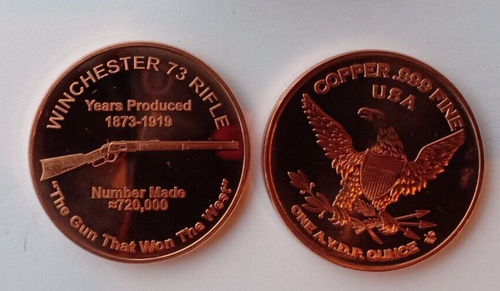 #1: 1oz Copper coins x3, Winchester 73 Rifle
