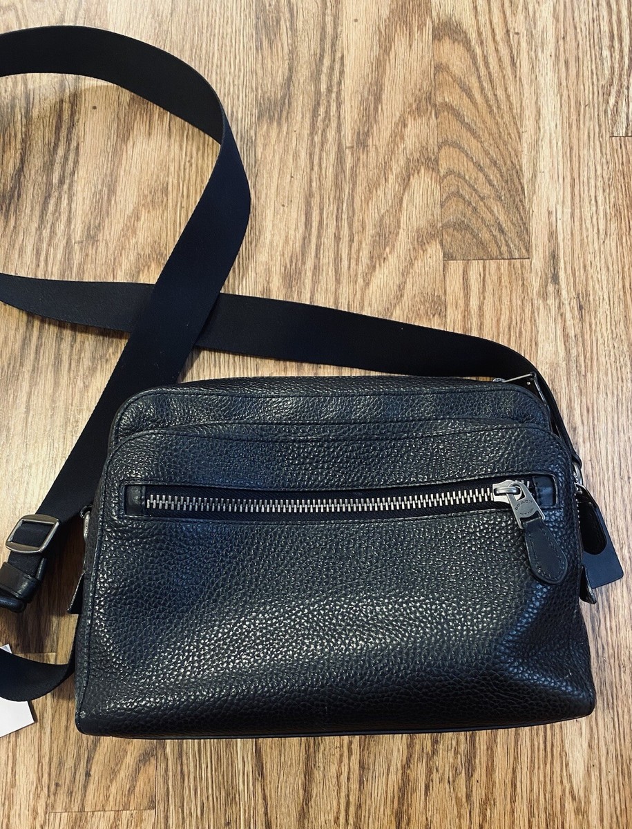 Coach Black Pebble Leather West Camera Shoulder Bag Purse