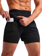 Men  s 2 in 1 Running Shorts 5" Quick Dry Gym Athletic Workout Shorts for Men ...