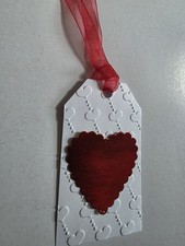 6 Valentine's Day Gift Tags with Heart On Ribbons cardstock