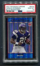 2007 Bowman Chrome Adrian Peterson Blue Refractor RC 132/150 PSA 10 GEM MINT 💎