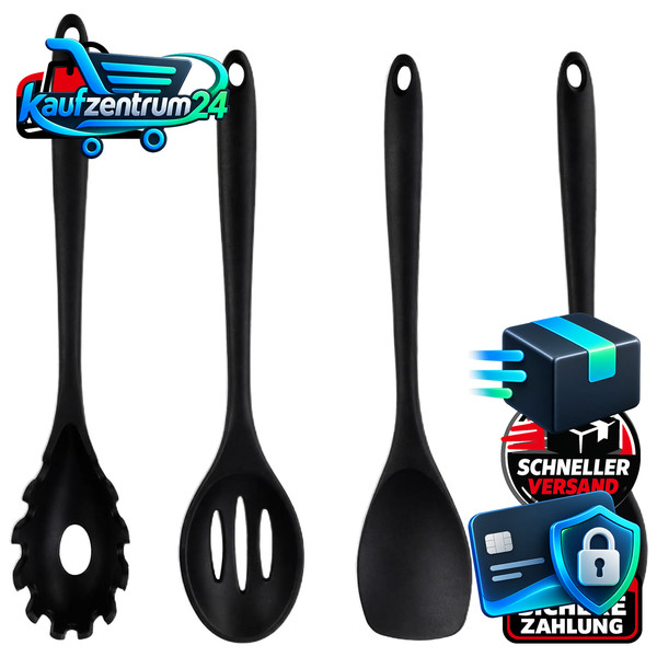 KüChenutensilien Set 4-Teilig HitzebestäNdig Silikon Schwarz FüR Kochen Backen-image