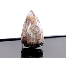 Crazy Lace Agate Pear Shape Ring Silver Plated Statement Gemstone Jewelry