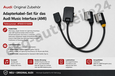 Apple OEM Adapterleitungssatz für Audi Music interface Lightning und USB Buchse