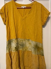 Umgee Blue Yellow Green Tie Dye Dress Shirt 1XL XXL Hippie Funky Cute Lagenlook